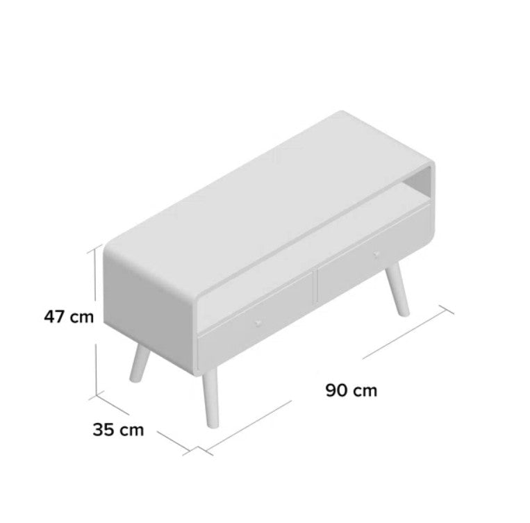 Small Mango Wood Media Unit, 47x90x35cm