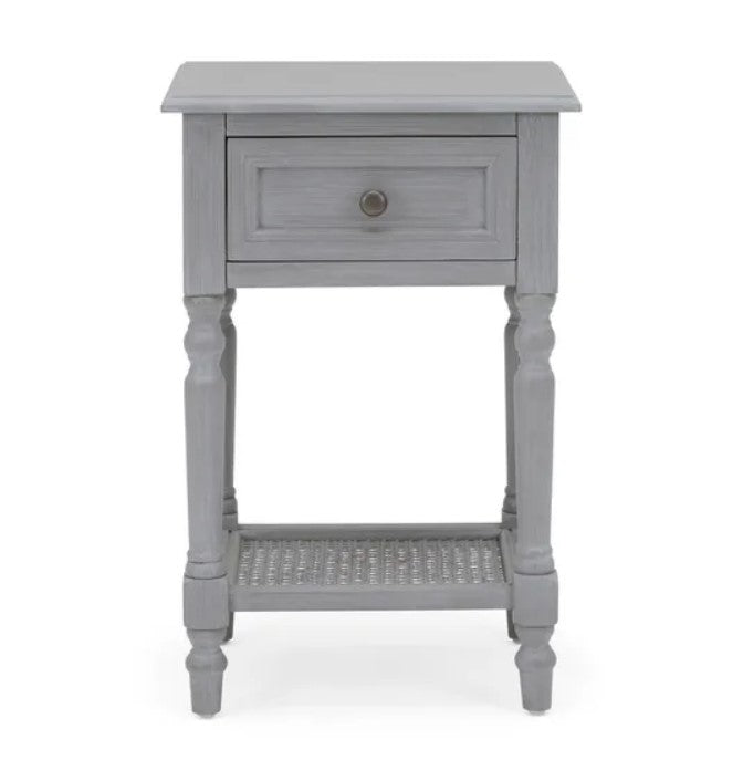 Lucy Cane 1 Drawer Bedside Table - Grey, 60x40x35x29.5cm