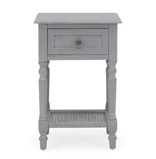 Lucy Cane 1 Drawer Bedside Table - Grey, 60x40x35x29.5cm