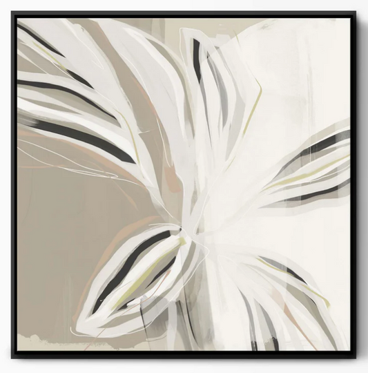 Flourish Framed Botanical Canvas, Black Frame, 85x85cm