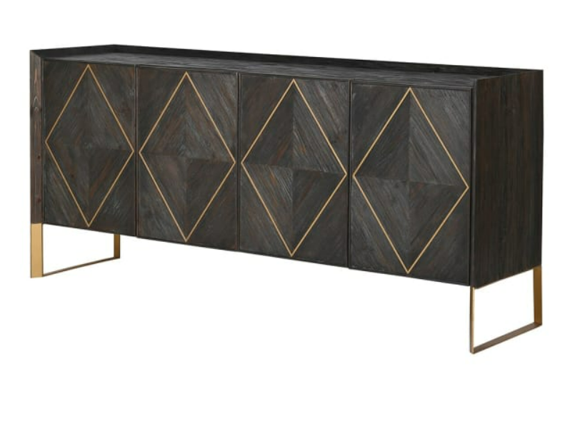 Brushed Elm and Copper Sideboard