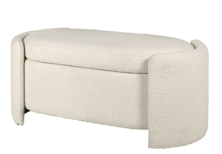 Cream Boucle Bedding Box, 48x110x55cm