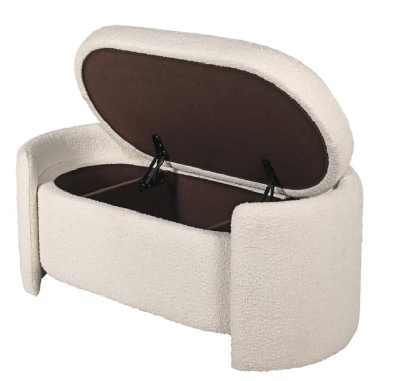 Cream Boucle Bedding Box, 48x110x55cm