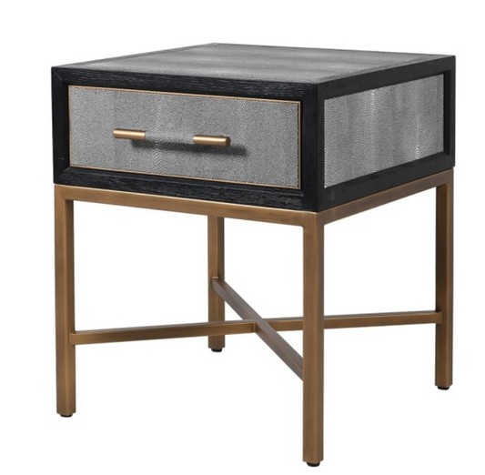 Kyoto Oak & Shagreen 1 Drawer Side Table, 61x50x50cm