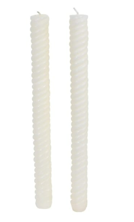Set of 2 White Dinner Candles
