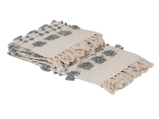 Natural Cotton Fringed Throw