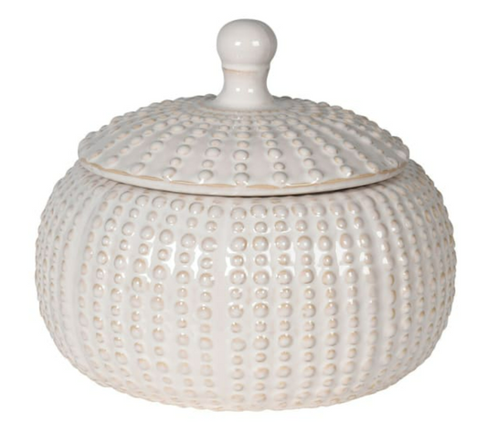 Large White Squat Jar with Lid