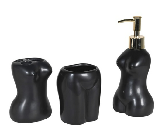 Set of 3 Black Body Bathroom Accessories