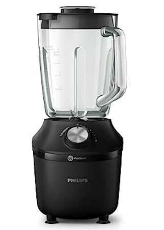 Philips Domestic Appliances blender 3000 series, pro blend system, 2l maximum capacity, 1.25l effective capacity, 600 w, 2 speed settings and pulse, glass jar, black, HR2291/01