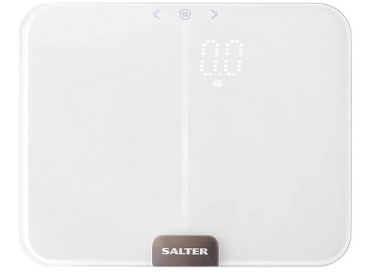 Salter 9164 WH3R Ghost Analyser Scales, Measures Weight, Body Fat/Water, Muscle/Bone Mass, BMI and BMR, 10 User Memory, Athlete Mode, Hidden until Lit Display, Toughened Safety Glass, White
