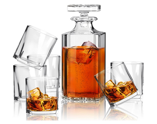 Decanter and Glasses Set, Elegant Liquor Glass Decanter, Perfect Engraved Decanter Glasses Set for Whiskey,Bourbon, Brandy and Vodka,Gifts for Family Friends Men(Hermes)