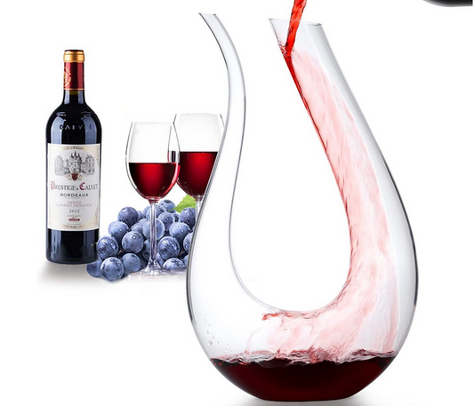 Decanters for Wine, WBSEos Red Wine Decanter, Lead-Free Wine Decanters, U Shape Design, Hand Blown Wine Decanters and Carafes , 1.2L, Clear