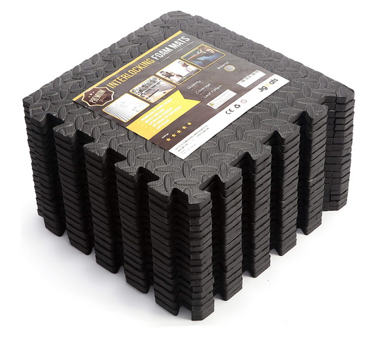 Soft Foam Puzzle Exercise Mat Protective Foam Floor Mats for Stationary Home Gym Equipment at Home Gym Flooring Fitness Equipment 6x3ft EVA Foam Interlocking Tiles each Foam Mat 31x31 CM (Black)