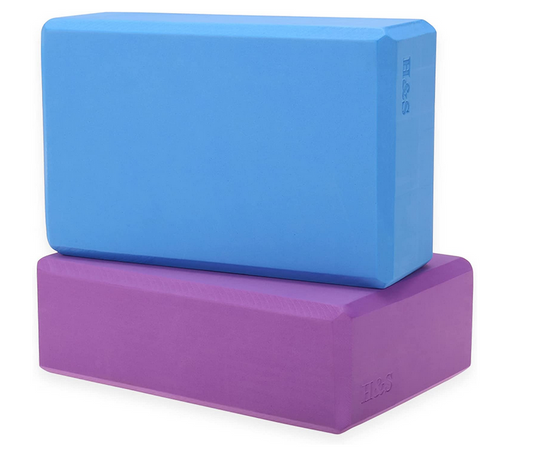 H&S 2 x Yoga Block High Density EVA Foam Brick Eco Friendly Purple Blue