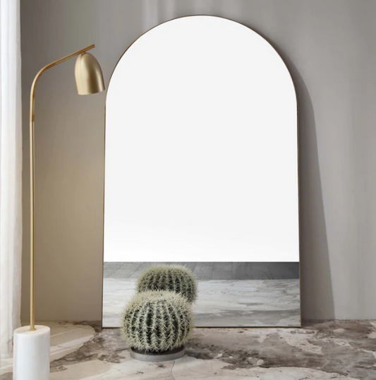 Eden Arched Full Length Metal Frame Mirror 180 x 110 cm, Antique Gold Effect