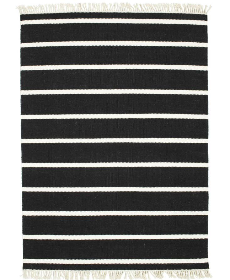 Dhurrie Stripe Rug - Black / White 140x200 cm