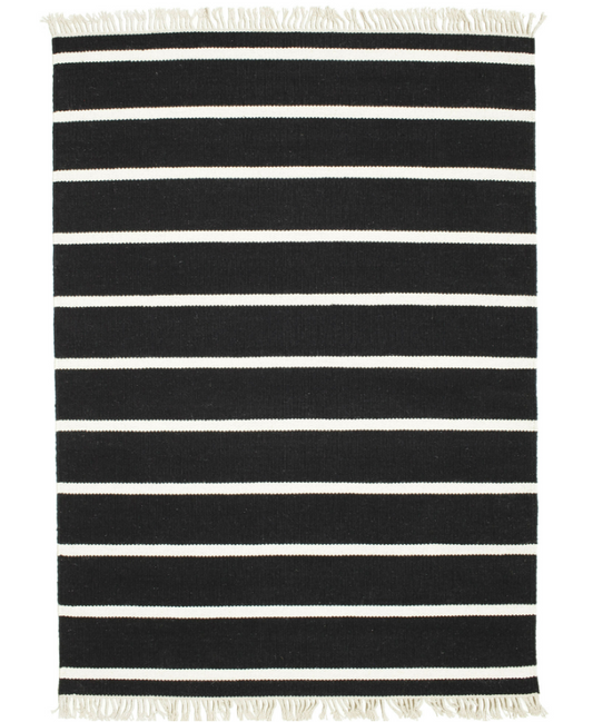 Dhurrie Stripe Rug - Black / White 140x200 cm