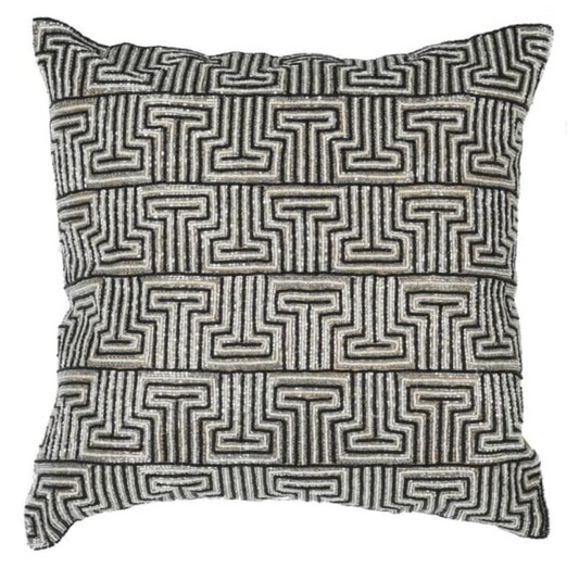 Small Black and Gold Beaded Cushion Cover