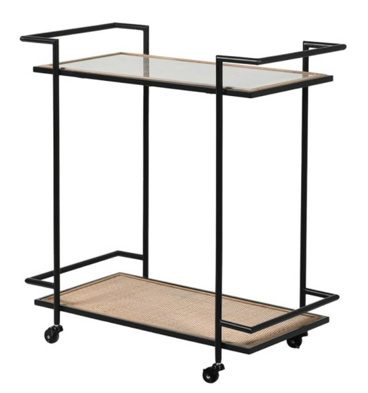 Rattan & Iron Trolley, 81x76x38cm