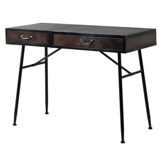 Dark Brown Iron Dressing Table with Mirror, 81x110x50cm