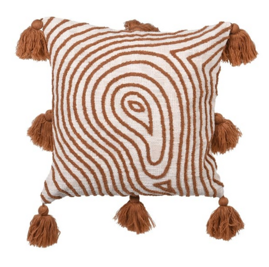 Embroidered Burnt Orange Swirl Cushion Cover