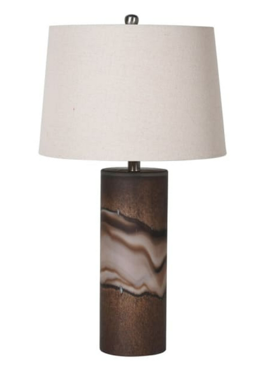 Hand Blown Brown Glass Lamp with Shade