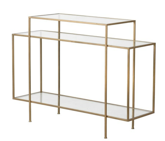 Glass Tiered Geometric Console Table