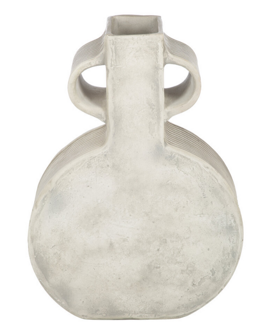GLOBAL EXPLORER Round Faded White Wash Vase - Short