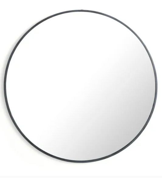 Brushed Metal Effect Round Mirror 80cm