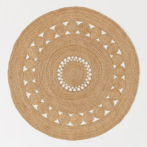 Round jute rug, D110cm