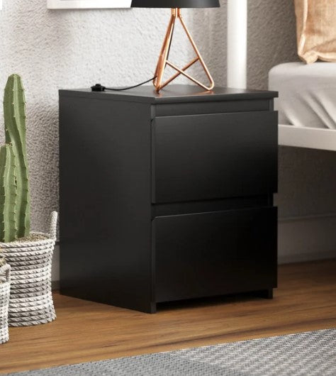Cunha 2 Drawer Bedside Table, 40x29.5x29.5cm