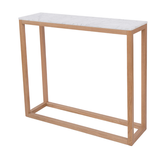 HARLOW CONSOLE TABLE OAK-WHITE MARBLE TOP, 25x75x90cm