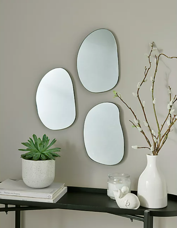 Clear Pebble-Shaped Mirror - Set of 3