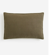 Washed linen cushion cover, Dark khaki green, 40x60