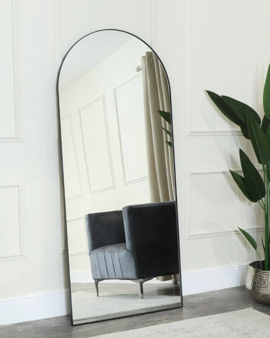 Large Black Arched Mirror 183cm x 80cm