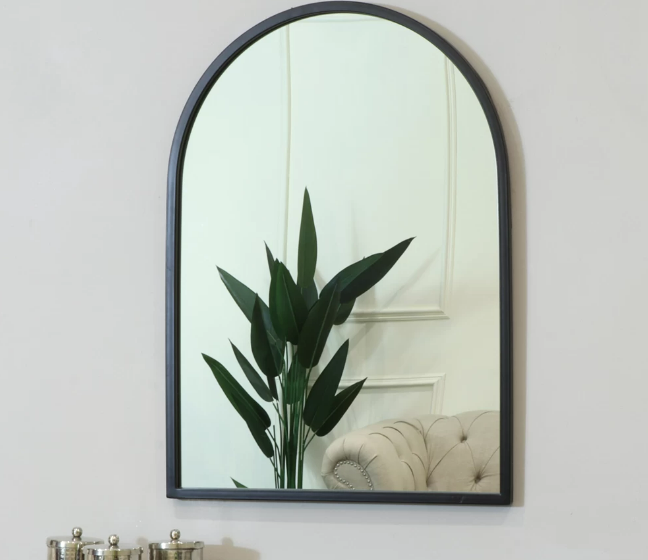 Framed Black Arched Mirror 70cm x 50cm