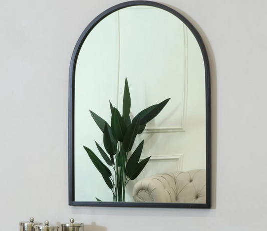 Framed Black Arched Mirror 70cm x 50cm