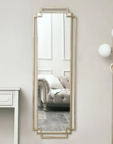 Gold Art Deco Wall Mirror 142x47cm