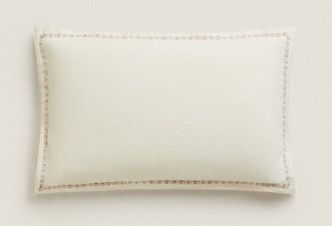 Embroidered Cushion Cover Ecru, 30x50