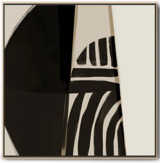Shadow Play Abstract Canvas Art - 81x81cm / Natural