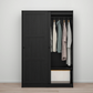 RAKKESTAD Wardrobe with sliding doors, black-brown, 117x176 cm