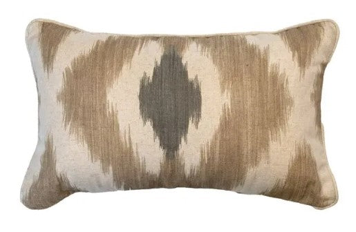 Large Ikat Print In Taupe With Stripe Reverse, 30x45