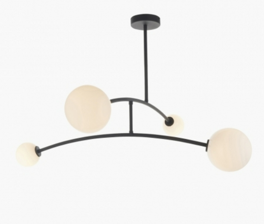Rica Chandelier Pendant Light, Matte Black & Opal