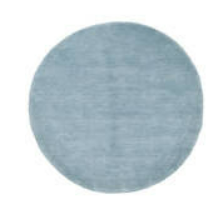 Handloom Rug - Light blue Ø 100
