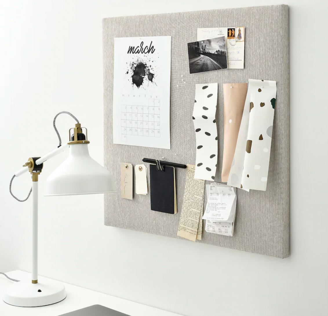 SVENSÅS memo board with pins, beige, 60x60 cm