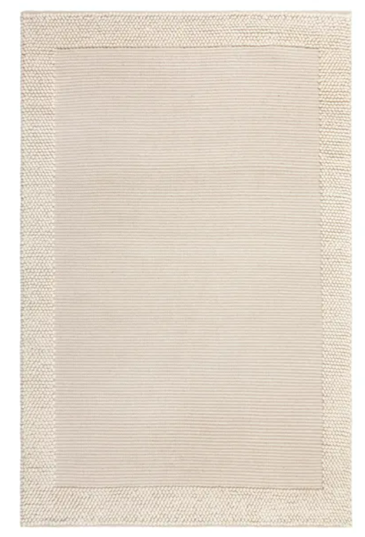 Pebble Wool Border Rug, 200X290, Ivory