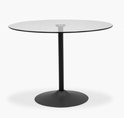 Ottilie 4 Seat Round Dining Table, Dark Grey & Glass