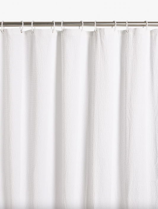John Lewis Textured Seersucker Recycled Polyester Shower Curtain, White