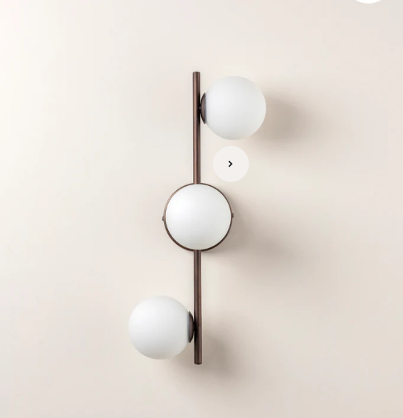 Coro - 3 light bronze and opal ceiling / wall, 45x21x18cm