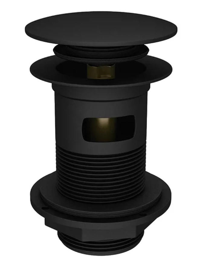 Arezzo Round Matt Black Click Clack Basin Waste + Bottle Trap Pack